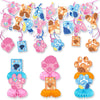 Blue and Pink Dog Birthday Party Supplies, Cute Dog Party Decorations -Banner -6 swirl-6 Honeycomb Centerpieces