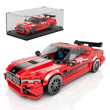 Mould King Speed Champion M8 Racing Car Building Kit with Acrylic Display Case, 27072 Collectible Model Car Kits, Building Blocks Kit Racing Toy Cars