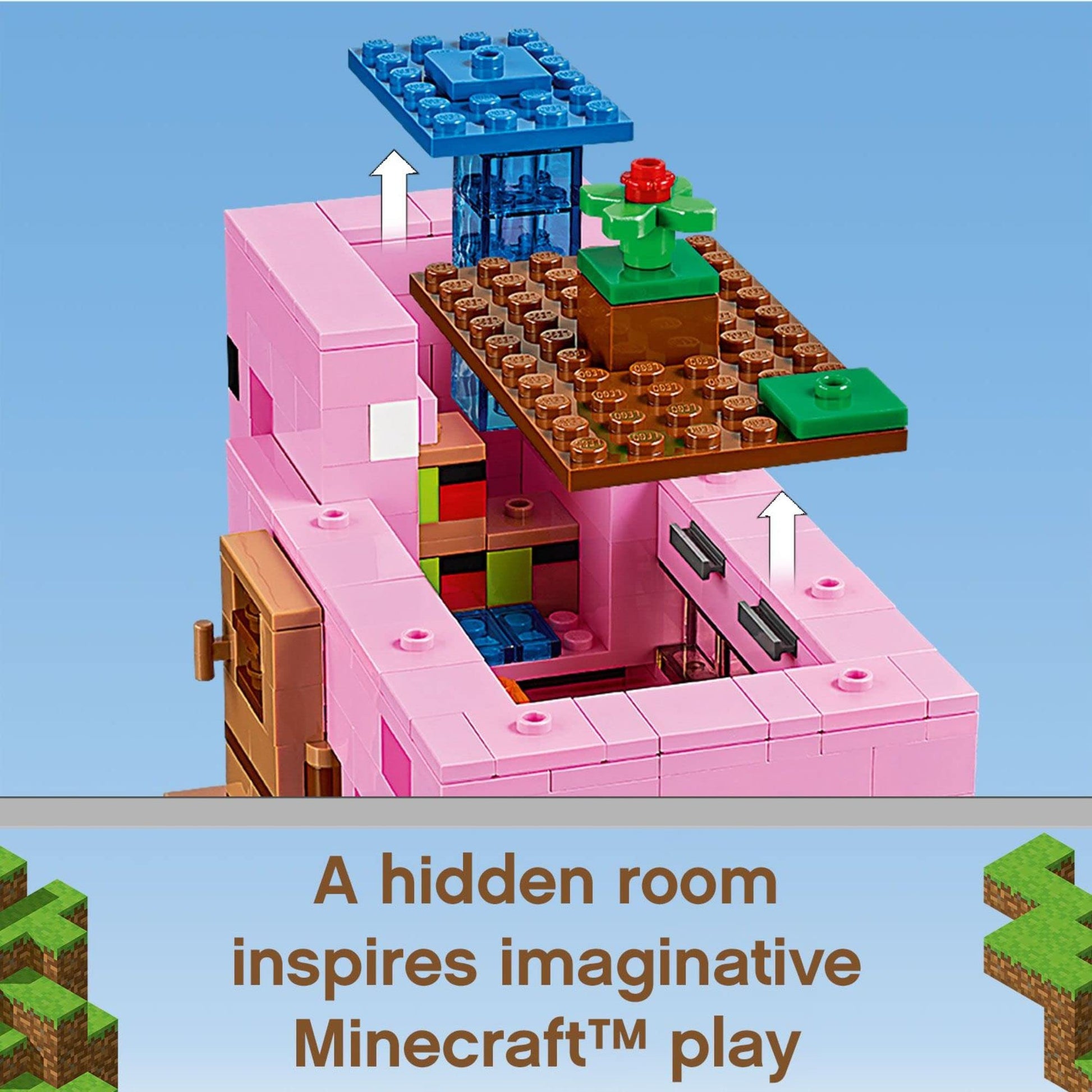 LEGO Minecraft The Pig House, 21170 with Alex, Creeper and 2 Pig Figures, Animal Building Toy, Great Gift for Kids, Boys & Girls Ages 8+