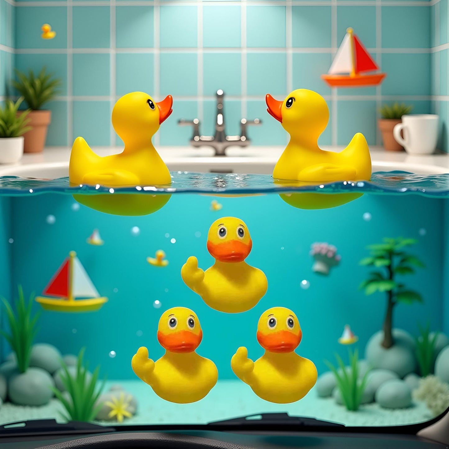 3Pcs Yellow Rubbers Ducks, Cute Small Rubbers Ducks Funny Rubber Ducky Car Accessories for Car Dashboard Decorations,Bath