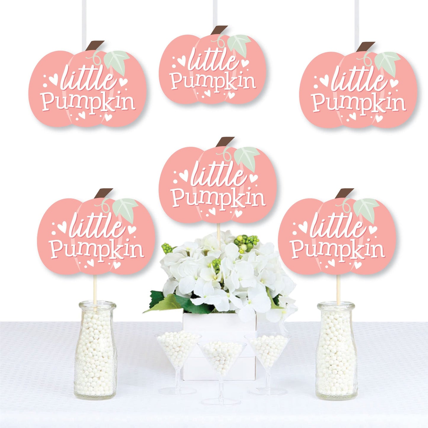 Big Dot of Happiness Girl Little Pumpkin - Decorations DIY Fall Birthday Party or Baby Shower Essentials - Set of 20