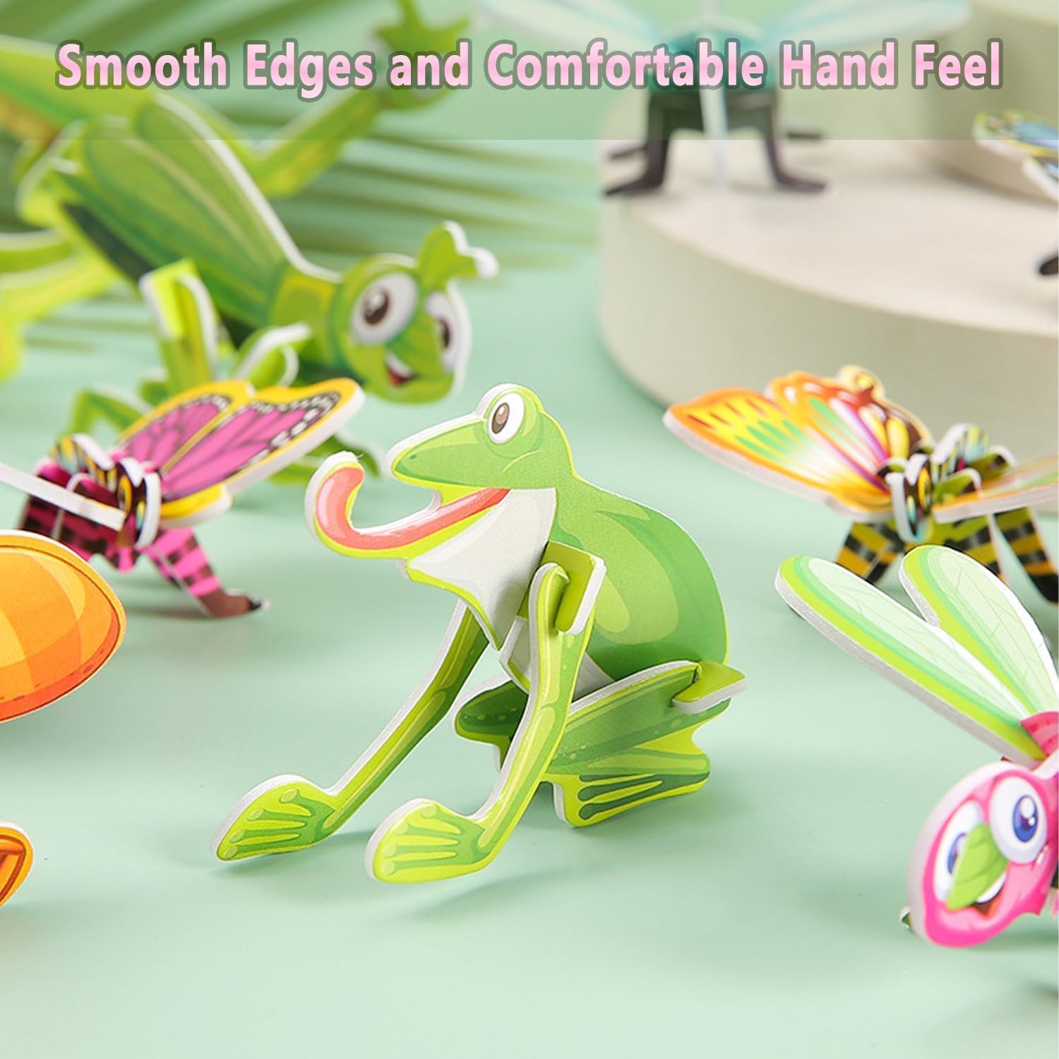 Lovyan 100PCS Educational 3D Cartoon Puzzle for Kids - Insects, Dinosaurs, Animals, Vehicles Themed 3D DIY Cardboards for Boys & Girls Gift Party