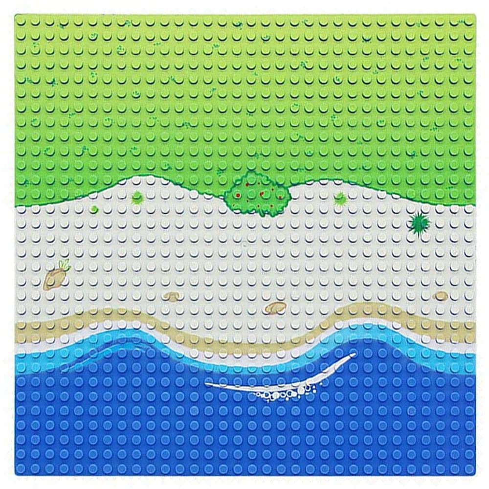 Feleph Classic Blue Baseplate for City Beach Road, Ocean Island Street Water Base Plate 10 x 10 Inches, Pirates Sea Toy Kit for Building Bricks