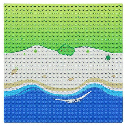 Feleph Classic Blue Baseplate for City Beach Road, Ocean Island Street Water Base Plate 10 x 10 Inches, Pirates Sea Toy Kit for Building Bricks