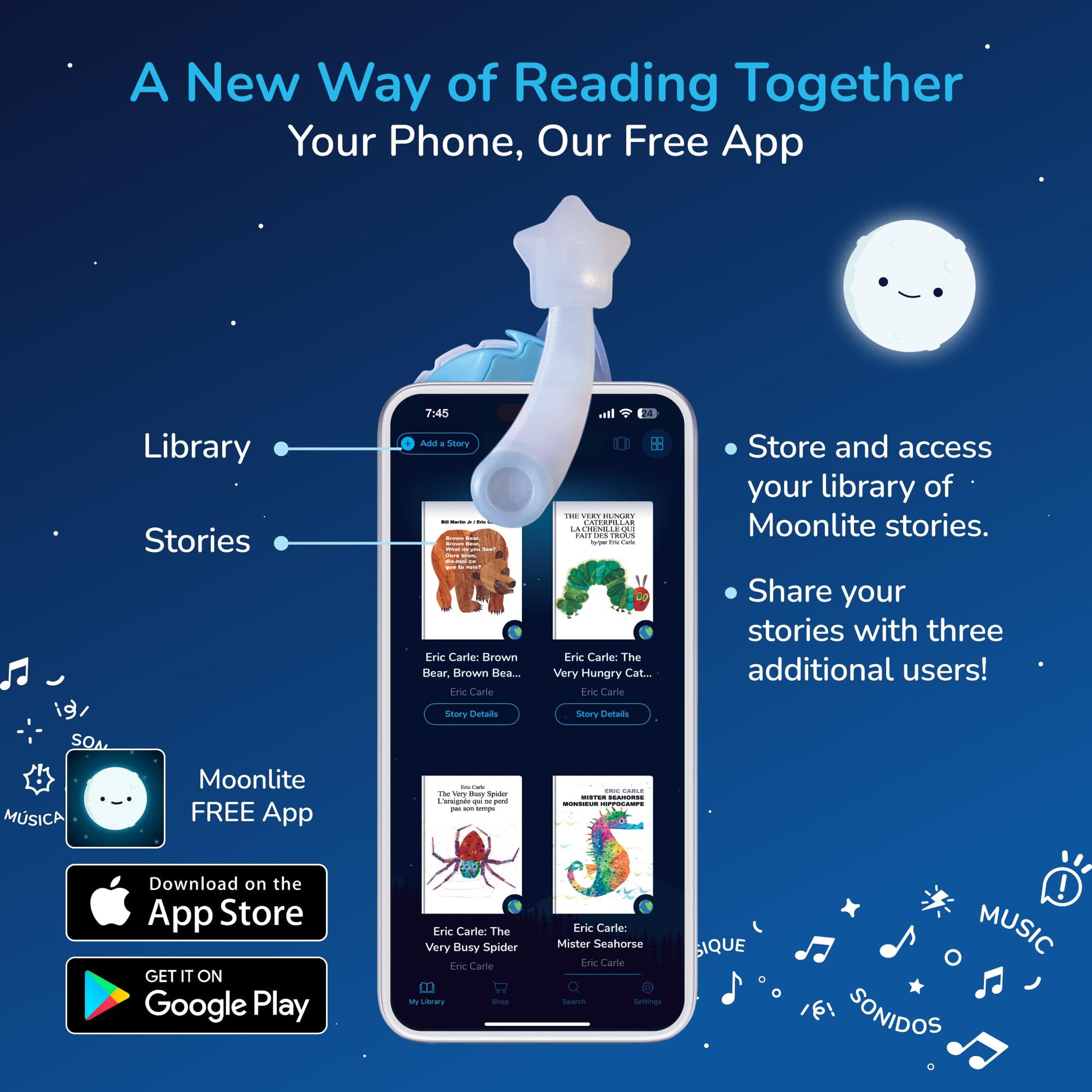 Moonlite Storytime Starter Pack Set: Projector and 4 Bible Stories