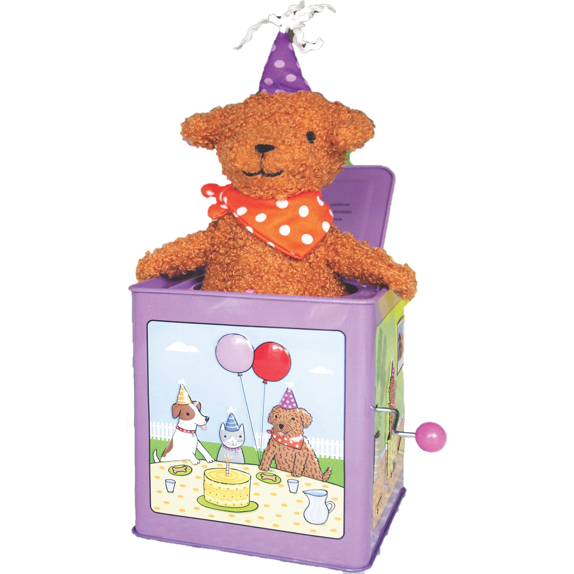 Jack Rabbit Creations Birthday Puppy Jack-in-the-Box Toy - Classic Musical Toy - Ages 3+