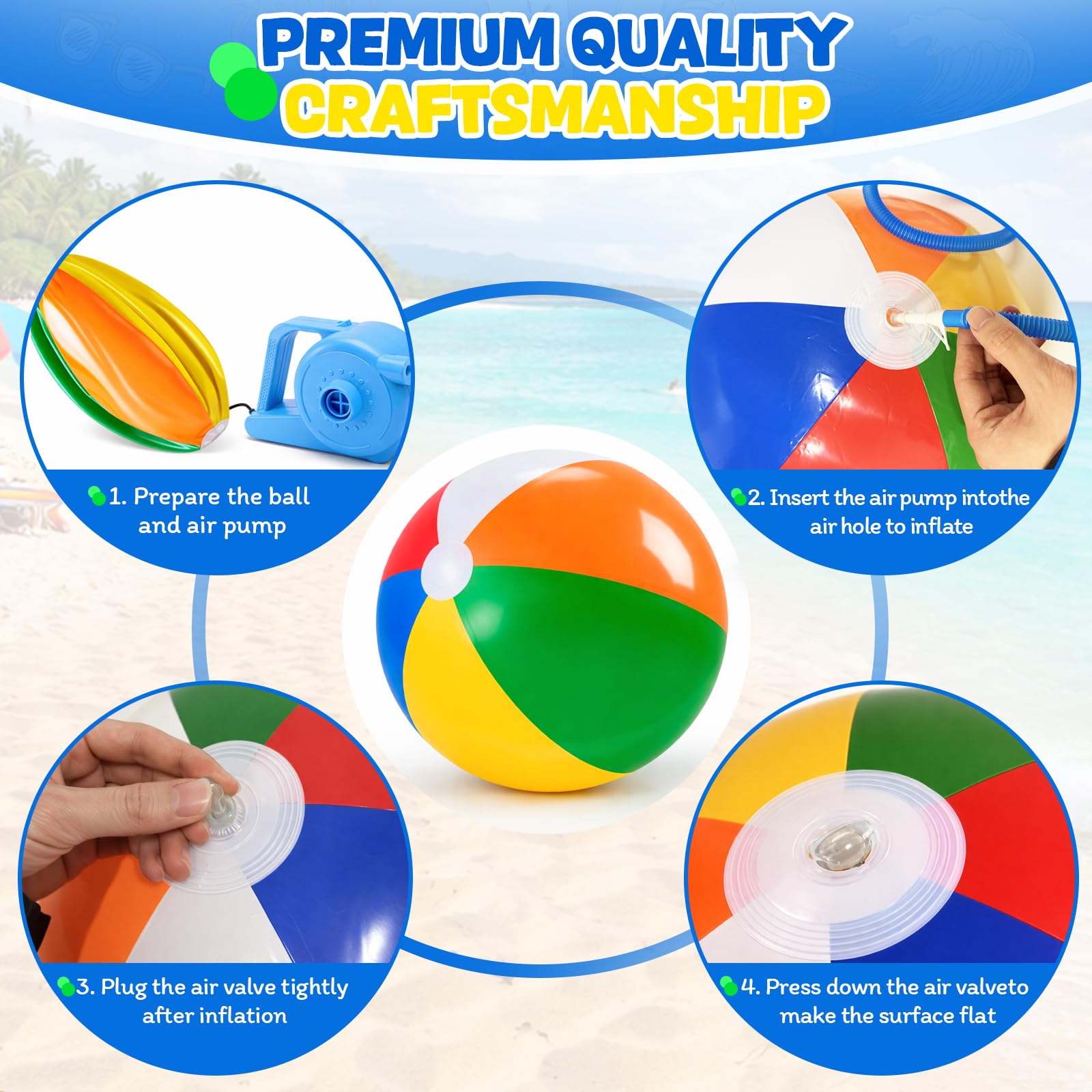 YANLIFY Beach Balls Rainbow Color Pool Toys for Swimming Pool, Summer Water Games Large Inflatable Beach Toys for Birthday Party (Beach Balls (4 PCS