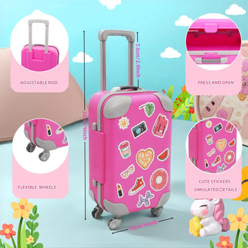 TimDtvo 18inch American Doll Clothes and Accessories, Including Travel Suitcase, Clothes, Shoes, Sunglasses, Camera, Passport, Stickers,Phone Travel