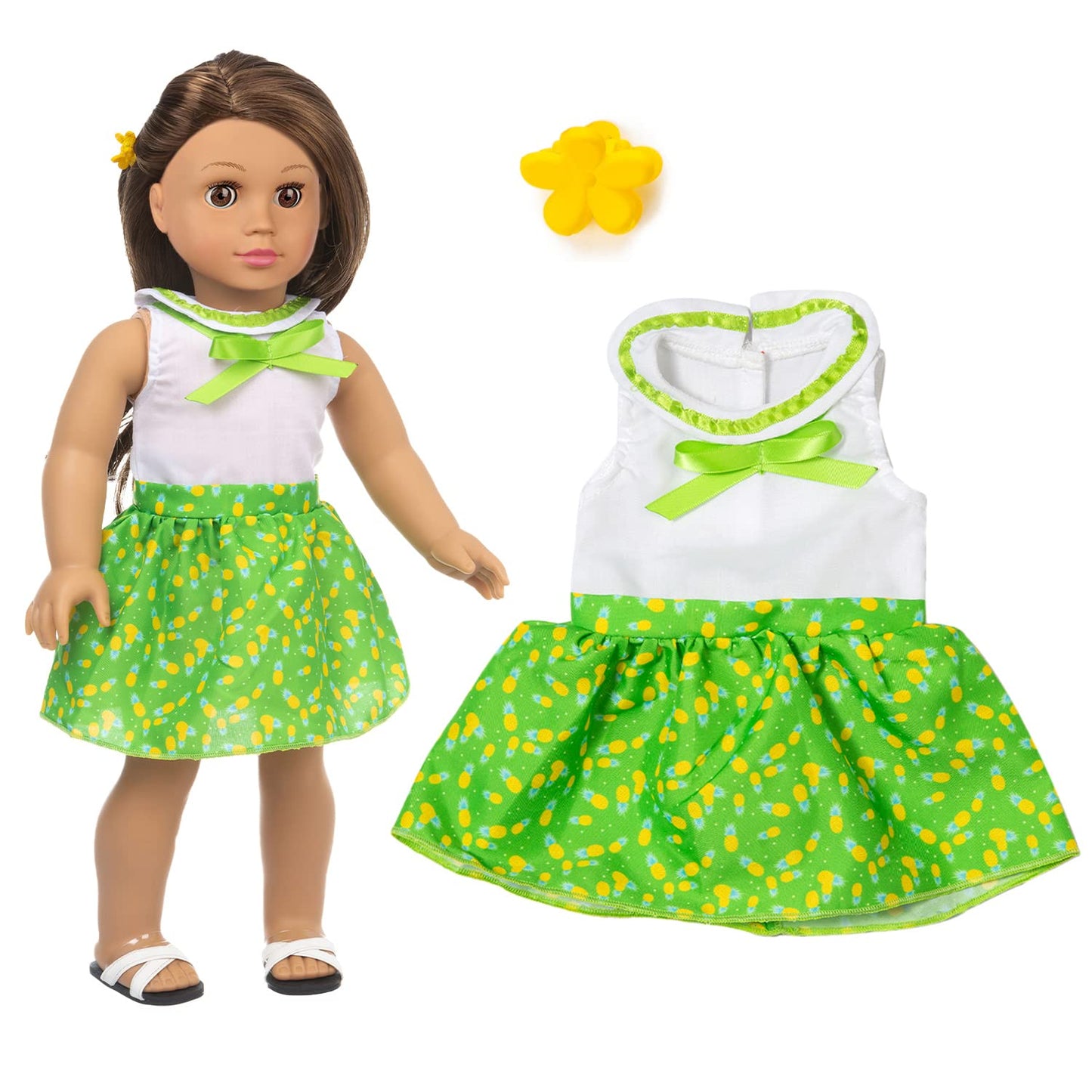 XFEYUE American 18 Inch Doll Clothes and Accessories 5 Sets Doll Clothes Dress Outfits + 2 Random Style Shoes