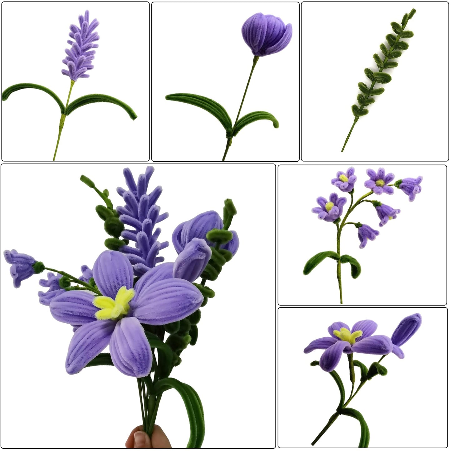Swpohrat 210 Pieces Craft Pipe Cleaners Flower Set,Chenille Stem Pipecleaner Kit for Craft Tulip Lily Bouquet Making,DIY Craft Projects and Holiday