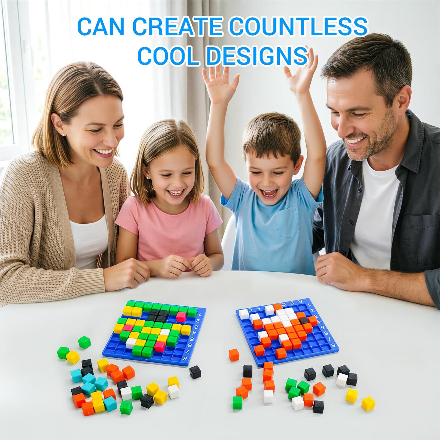 HEGYINI Pixel Art Kit for Kids Ages 5-8-12 - STEM Building Toy with 400+ Colorful Cubes & Challenge Cards | Fine Motor Skills, Math & Coding