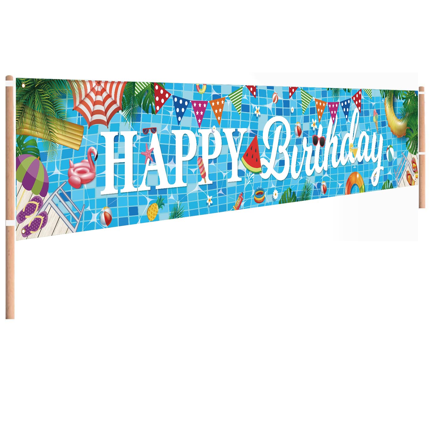 Pool Birthday Party Decorations, Extra Large Size Happy Birthday Pool Party Banner, Pool Party Decorations for Birthday, Pool Party Banner for Pool