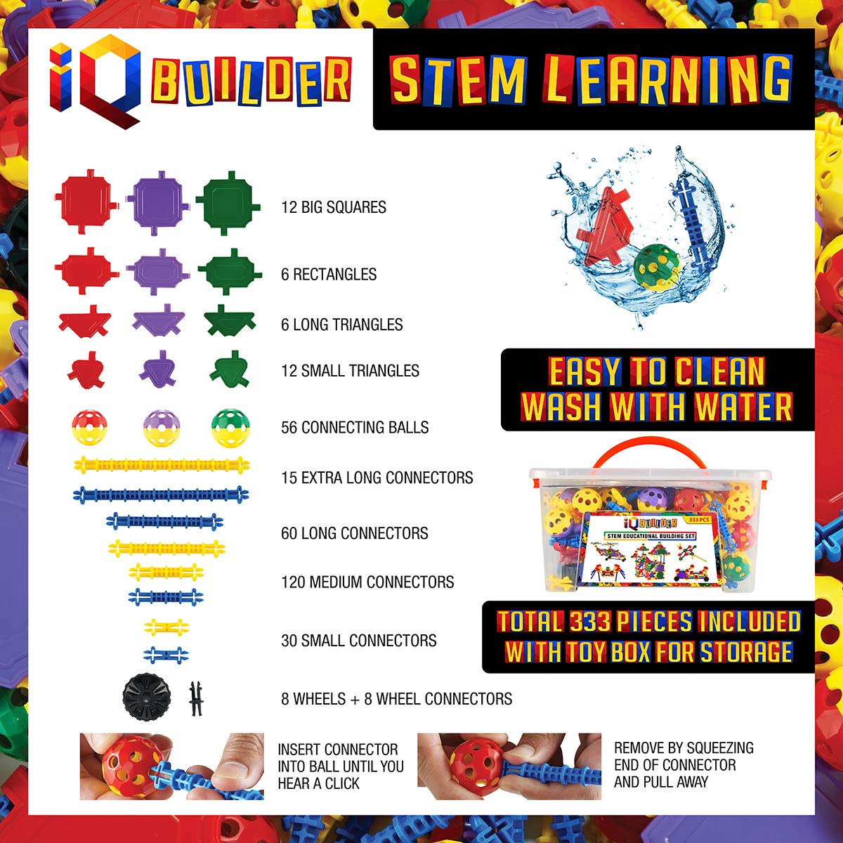 IQ BUILDER | STEM Learning Toys | Creative Construction Engineering | Fun Educational Building Blocks Toy Set for Boys and Girls Ages 5 6 7 8 9 10