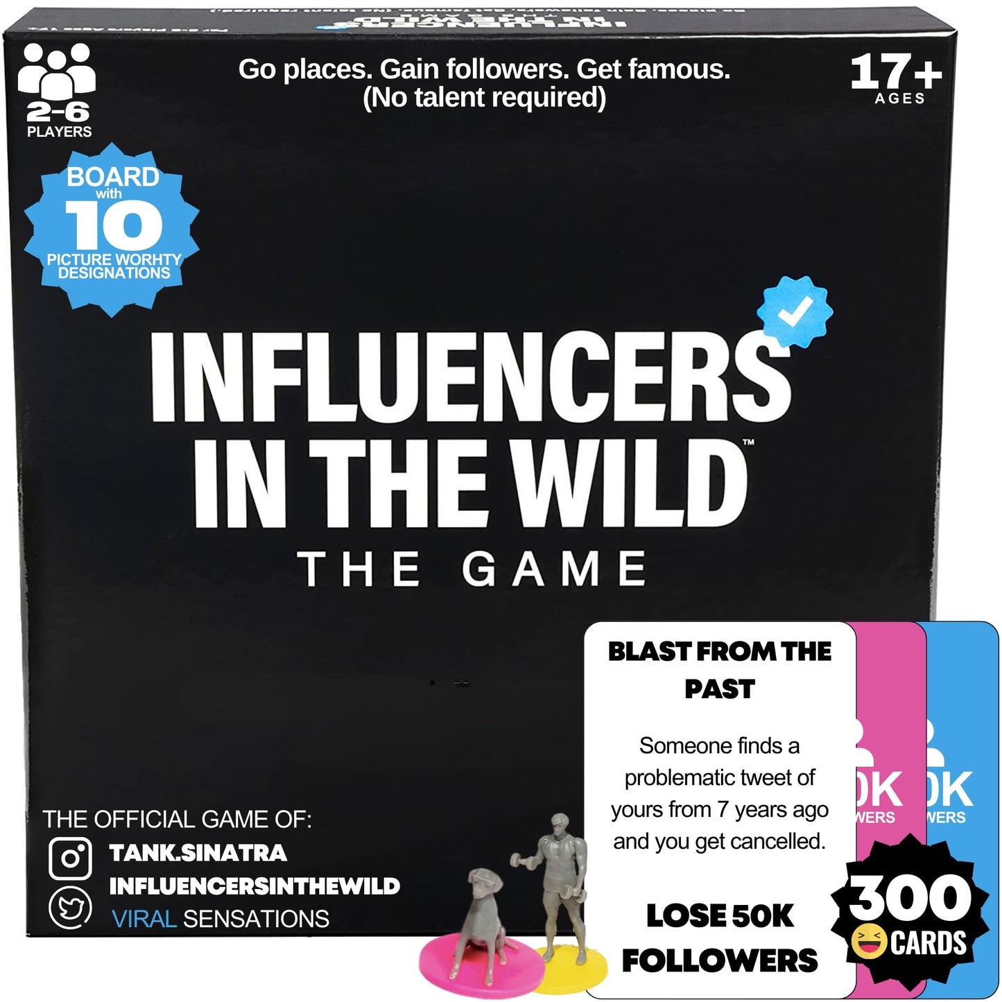 Influencers in the Wild Board Game - 2-6 Players - Built by Tank Sinatra & Tank's Good News - Social Media Board Games for Adults, Social Media