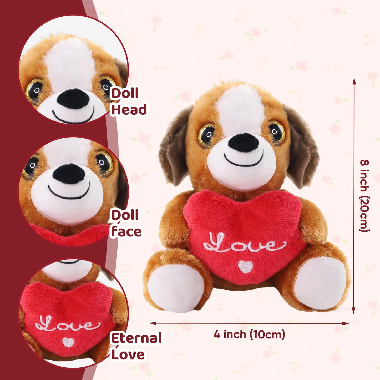 Sew Butiful Plush Puppies - Birthday Gift - for Couples or Kids - for Him - for Her - Amor - Te Amo - Puppy Love - Dog Stuffed Animal