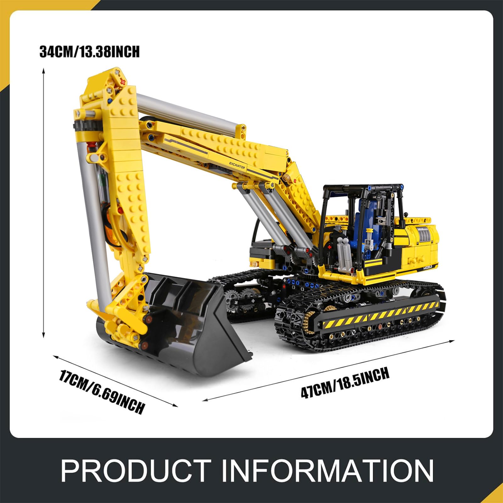 Mould King 13112 RC Excavator Building Set, 1830 Pieces Building Blocks APP Remote Control Truck Construction Vehicles Model with Motor, STEM