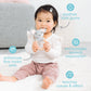 Pearhead Mouse Wooden Baby Teether - Soft Plush Lovey with Natural Wood Rattle Ring, BPA-Free, Soothes Infant Gums, Multi-Sensory Newborn Essential