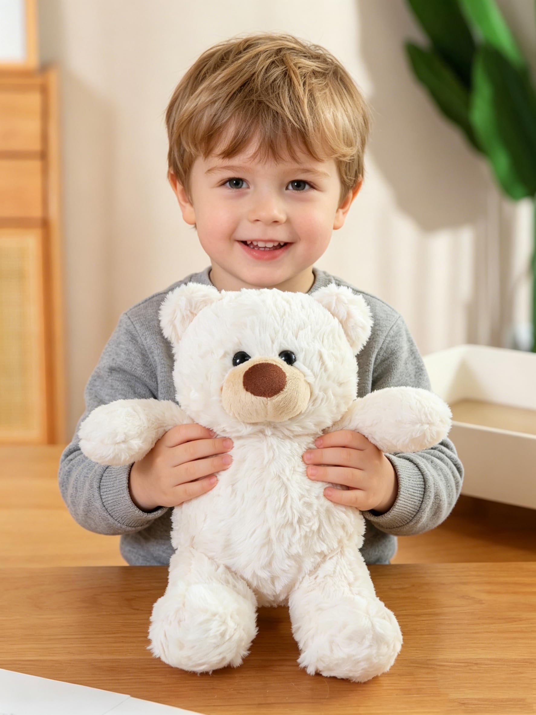 YUKOUQIAN Bear Stuffed Animal Cute Plush Doll Toy 11 inch for Girls Boys Christmas luo Bear White