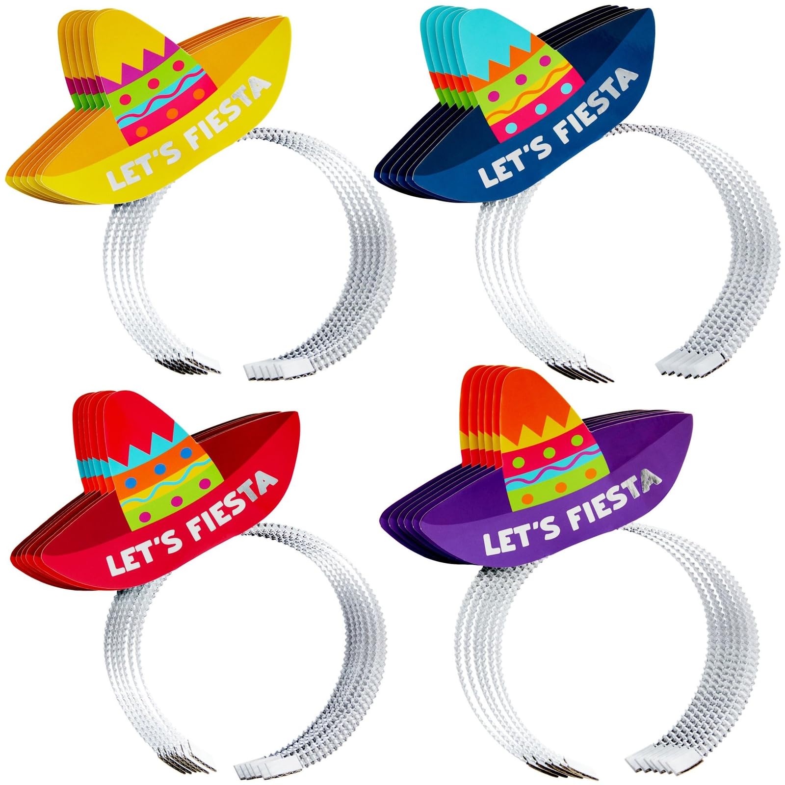 Juvale Sombrero Party Hats for Fiesta Party Supplies & Mexican Birthday Decorations - Taco Balloons & Photo Booth Props - 24-Pack, 3.5" x 5"