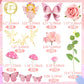 Fairy Cake Toppers Pink Mushroom Flowers Butterfly Cake Decorations for Fairy Spring Garden Birthday Supplies