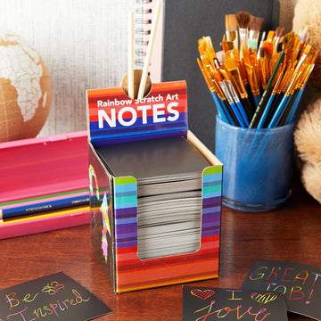 Bright Creations Rainbow Scratch Off Notes with 2 Wood Styluses Sticks (3.5 in, 300 Sheets) - Rainbow Scratch Notes