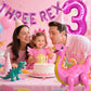 Baby Girl Hot Pink Dinosaur Themed Balloons Three Rex Birthday 4D Dino balloon Party Decorations Dinosaur 3rd Birthday Balloons Party Supplies
