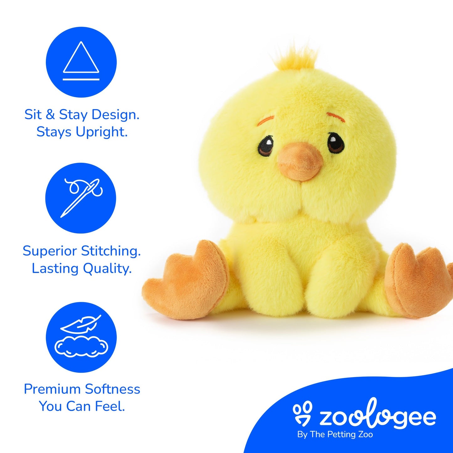 The Petting Zoo Chick Stuffed Animal Plushie, Gifts for Kids, Snugletz Zoologee Plush Toy, 7 in