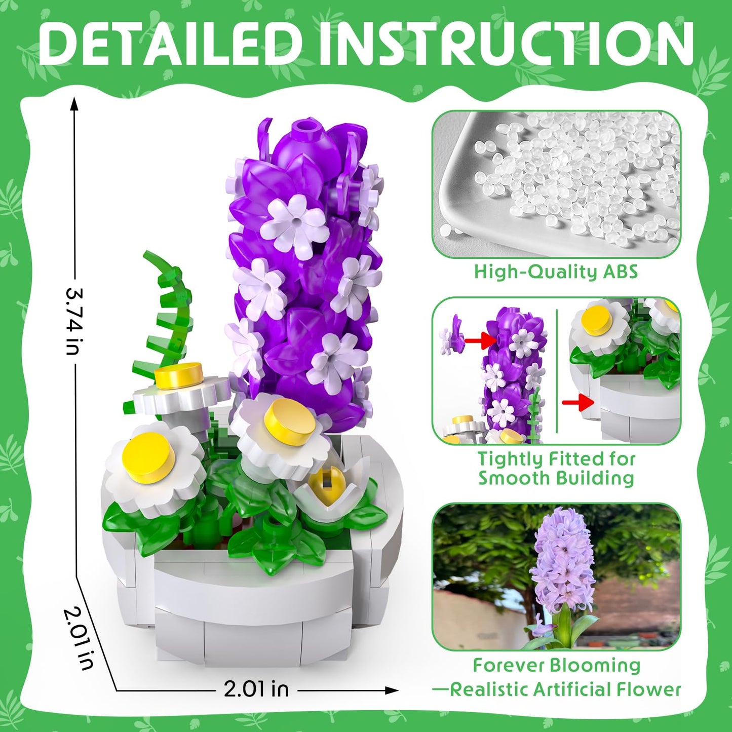 QiqoPoyee Succulents Flowers Building Set 12 Pack Botanical