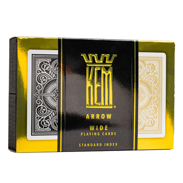 KEM Arrow Black and Gold Plastic Playing Cards, Standard Index, Poker Size, Premium Cards, 2 Decks
