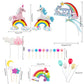 MOVINPE Unicorn Cake Topper, 2 Magic Unicorns Sculpture, 1 Rainbow, 1 Happy Birthday Banner, 2 Cloud, 4 Balloon, 12 Stars, 1 Moon, Cake Decoration