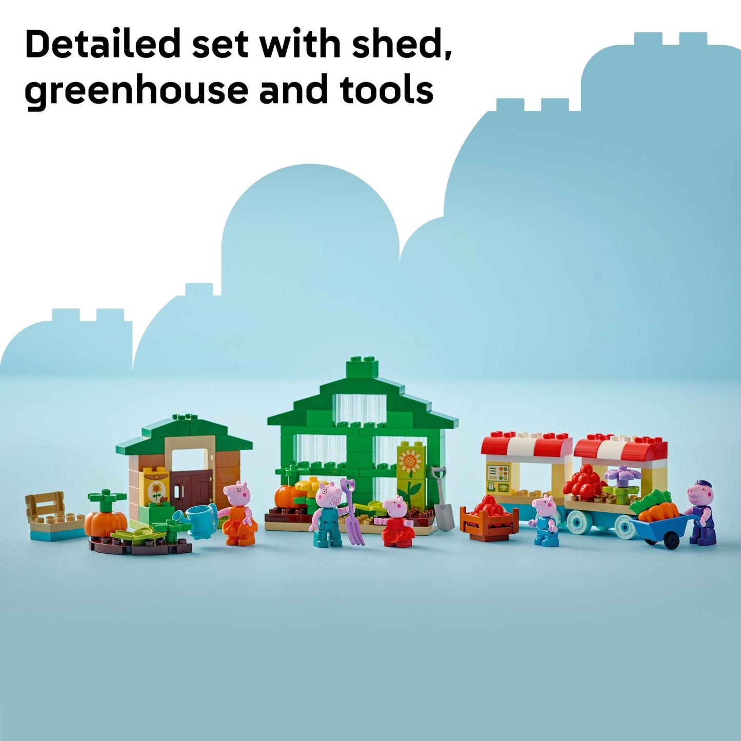 LEGO DUPLO Peppa Pig Grandpa Pig’s Garden and Greenhouse - Peppa Pig Toy for Toddlers - Preschool Learning and Sensory Toy for Girls and Boys Ages 2+