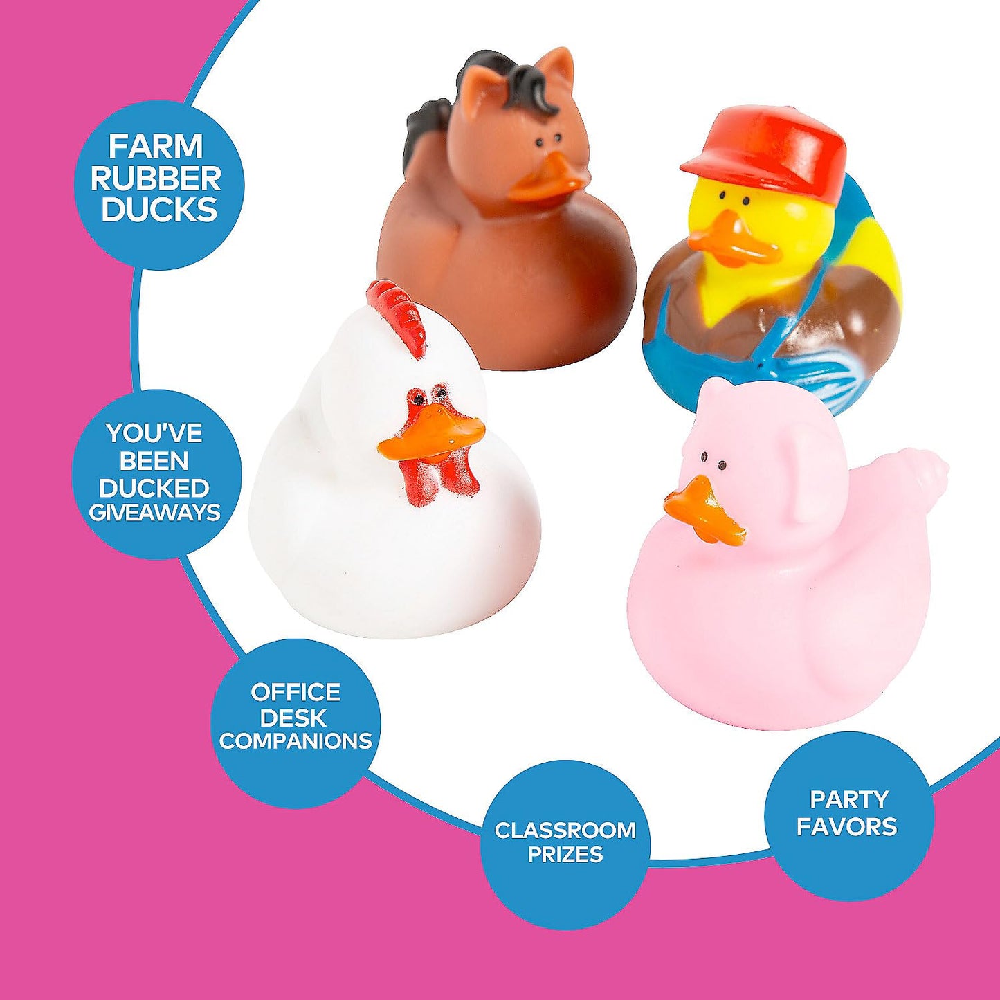 Farm Rubber Ducks, Duckies, 12 Pieces, Birthday Parties, Treasure Chest Supplies