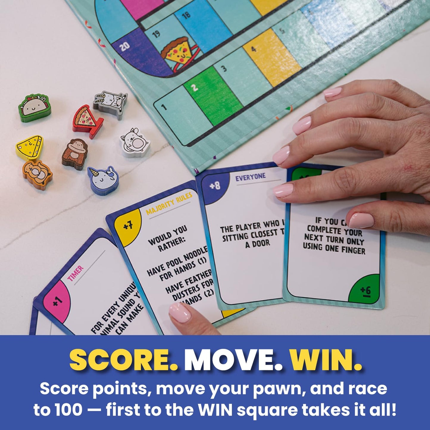 Points for Everything Family Party Game by Taco Cat Games | Easy to Learn Funny Group Board Game with Quick Setup | Includes Board, Cards, Pawns, Sand