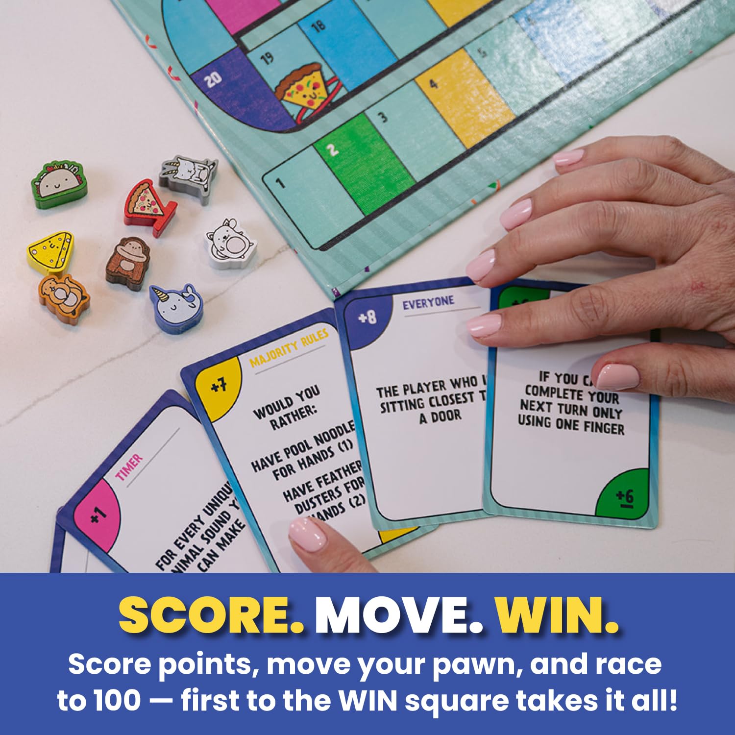 Points for Everything Family Party Game by Taco Cat Games | Easy to Learn Funny Group Board Game with Quick Setup | Includes Board, Cards, Pawns, Sand