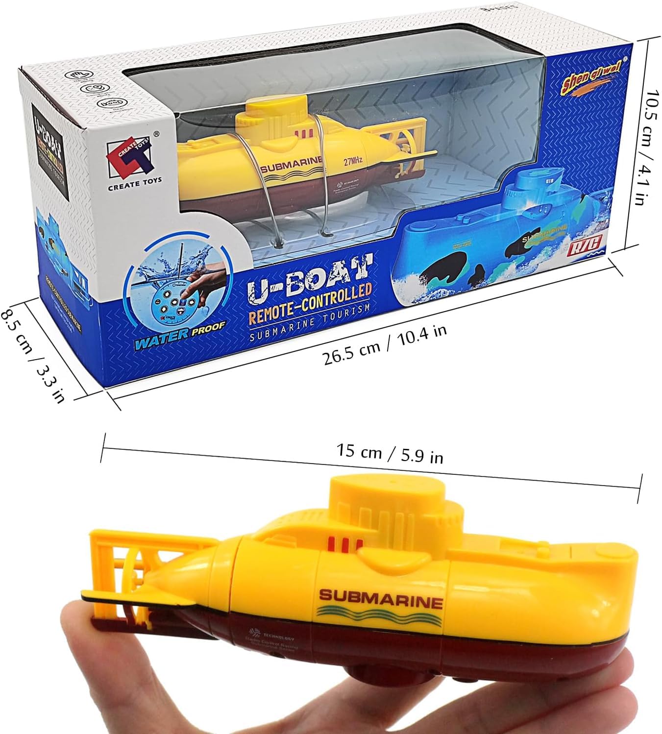 Ouhgnoh Mini RC Boat Toy Remote Control Tourist Submarine Underwater Electric Fish Tank Diving Child's Birthday Present