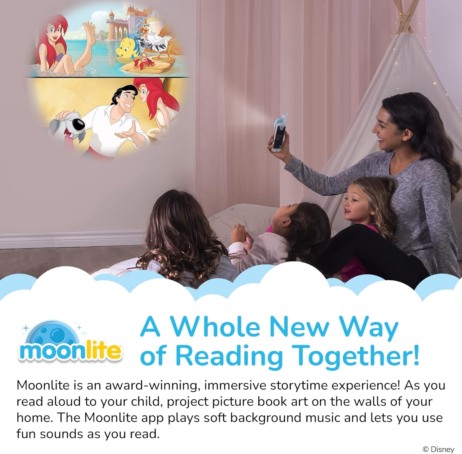 Moonlite Storytime Single Story - Uni the Unicorn and the Dream Come True - Vibrant Storybook Art Projections with Playful Sound Effects & Background