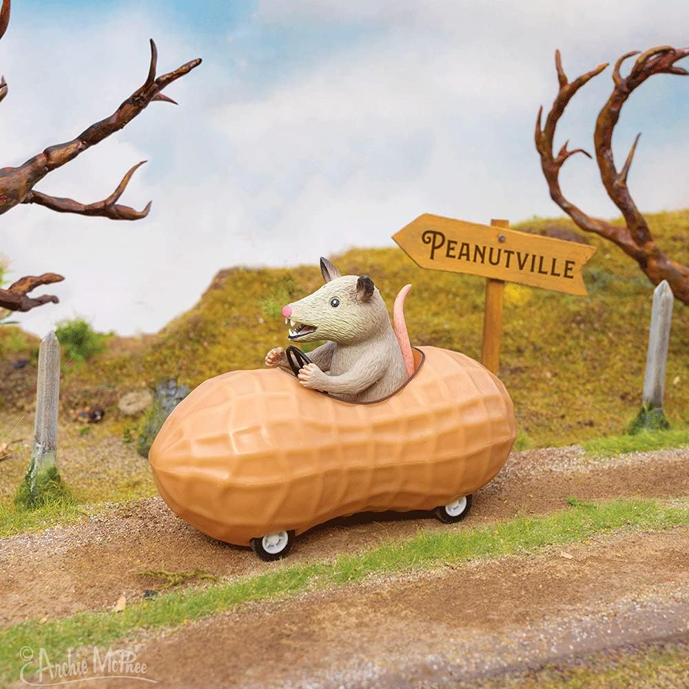 Archie McPhee Possum in a Peanut Pull Back Toy Car (12967)