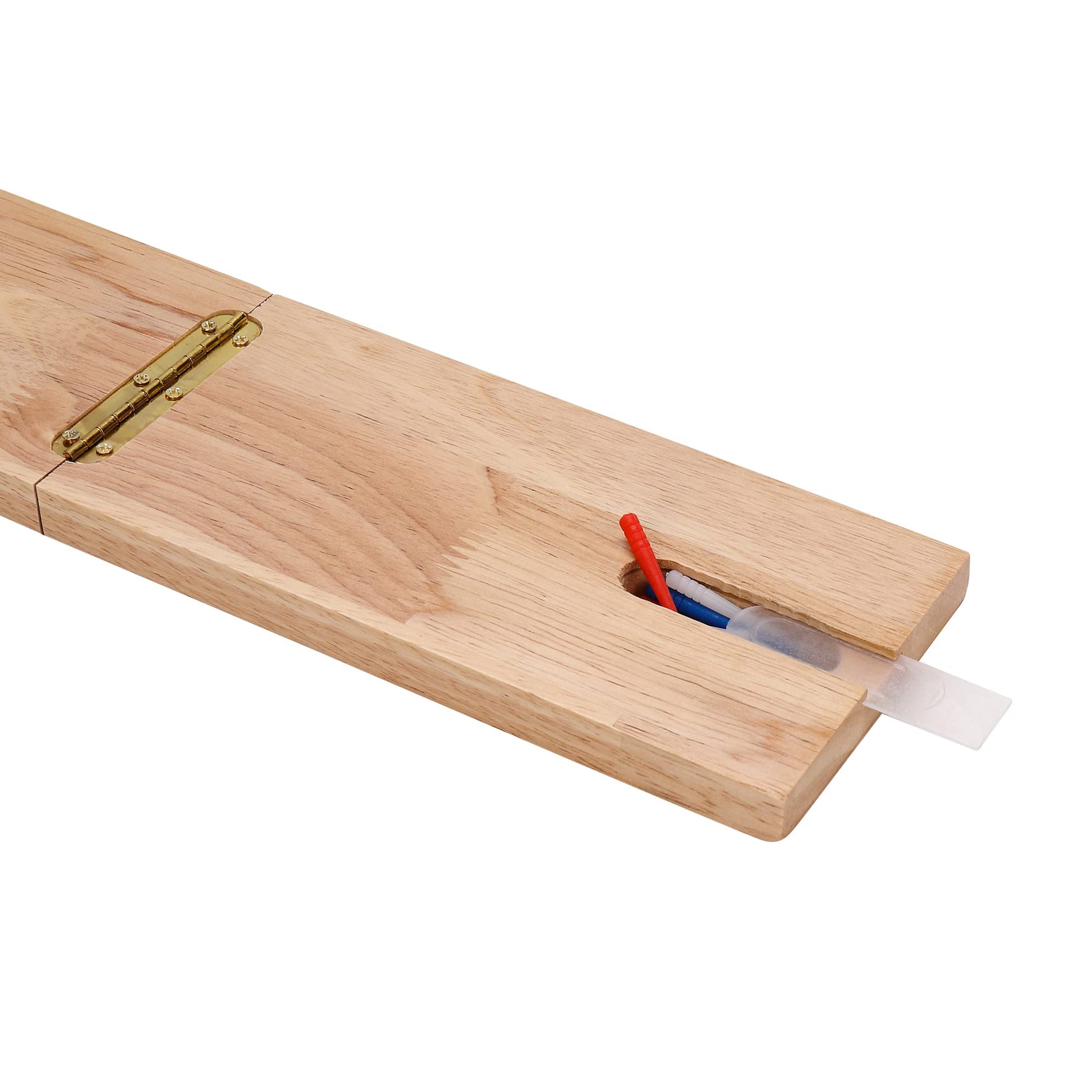 STERLING Games Folding Cribbage 3 Track Wooden Cribbage Board with Red White Blue Pegs for 3 Players