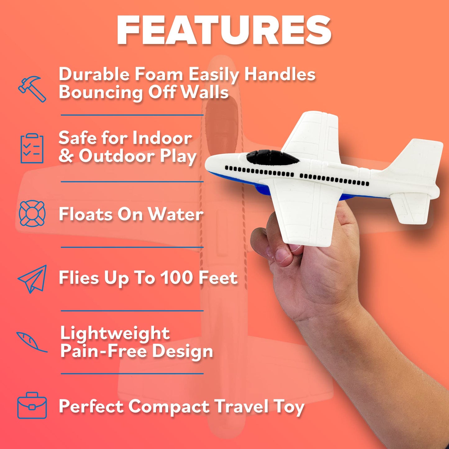 Airplane Toy Foam Glider: Airplane Toys For 3 Year Old & Airplanes For Kids 2-4 Toy Airplane For Boys&GirlsFoam Model Plane & Planes Air Plane Toy