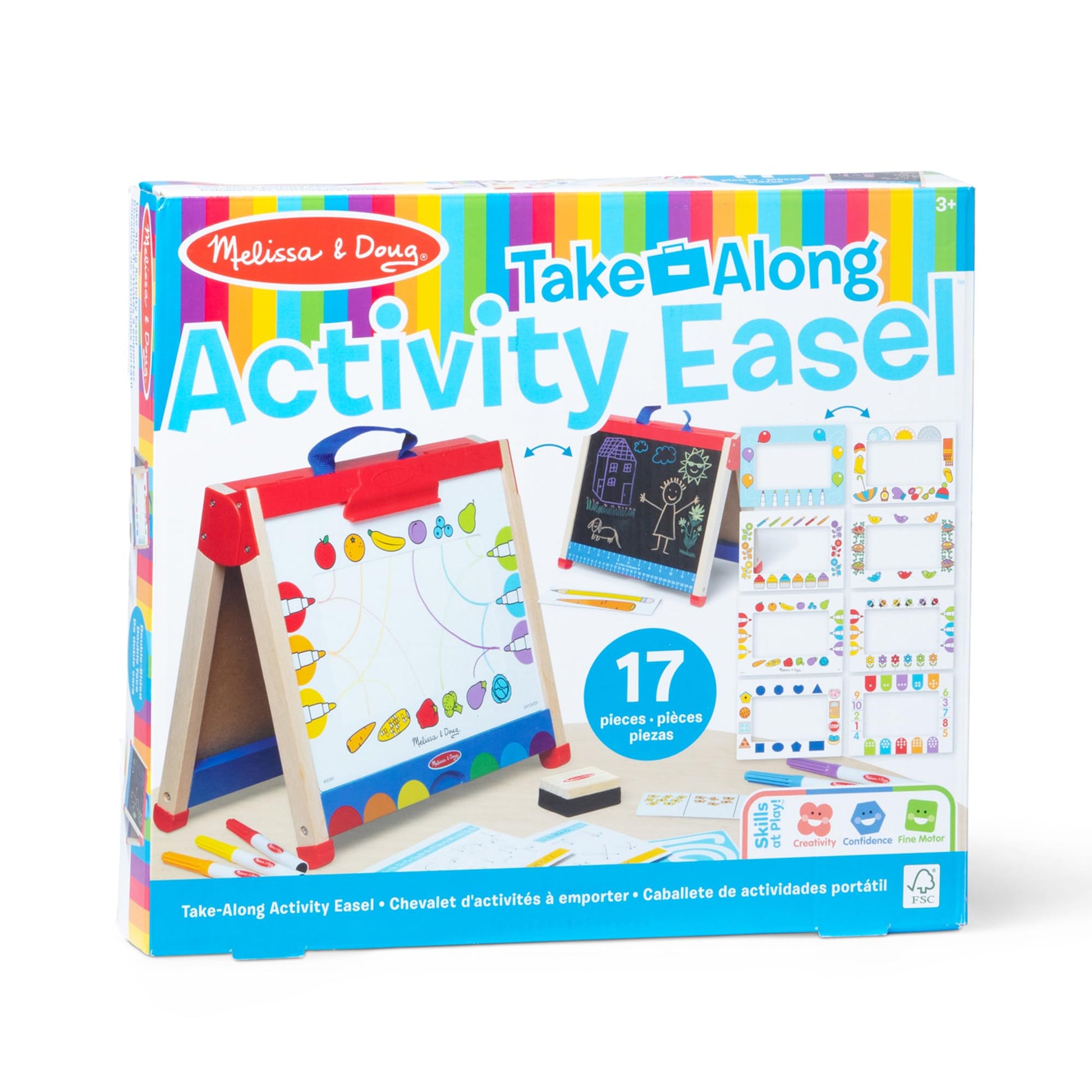 Melissa & Doug Take-Along Activity Easel, Double-Sided Wooden Art Center
