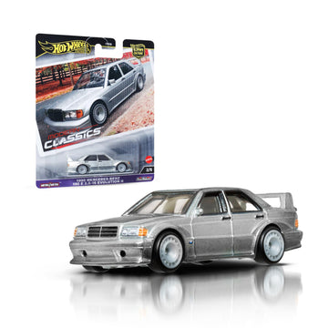 Hot Wheels Premium Car Culture Collectible Toy Car, 1:64 Scale Die-Cast Mercedes-Benz 190E 2.5-1.6, Modern Classics Vehicle with Real Riders Tires