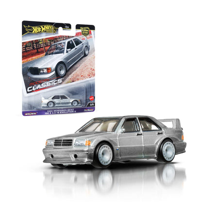Hot Wheels Premium Car Culture Collectible Toy Car, 1:64 Scale Die-Cast Mercedes-Benz 190E 2.5-1.6, Modern Classics Vehicle with Real Riders Tires