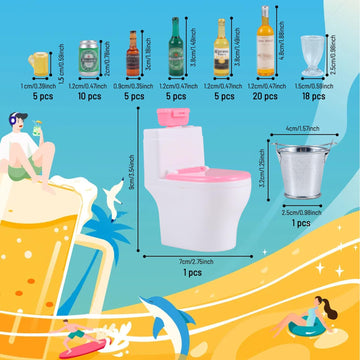 HSJH 71 Pcs Miniature Ice Cubes Beer Bottles and Mini Drink Soda Pop Cans House Accessories for Fairy Garden Pub Bar Cake Decoration 1/12 Doll House