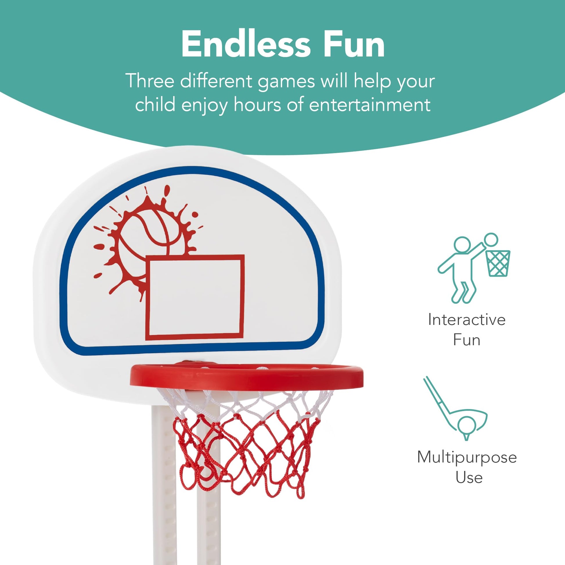Best Choice Products Toddler Basketball Hoop with 27 Adjustable Heights, 3-in-1 Kids Sports Center with Soccer Goal, Indoor Outdoor Sports Toy