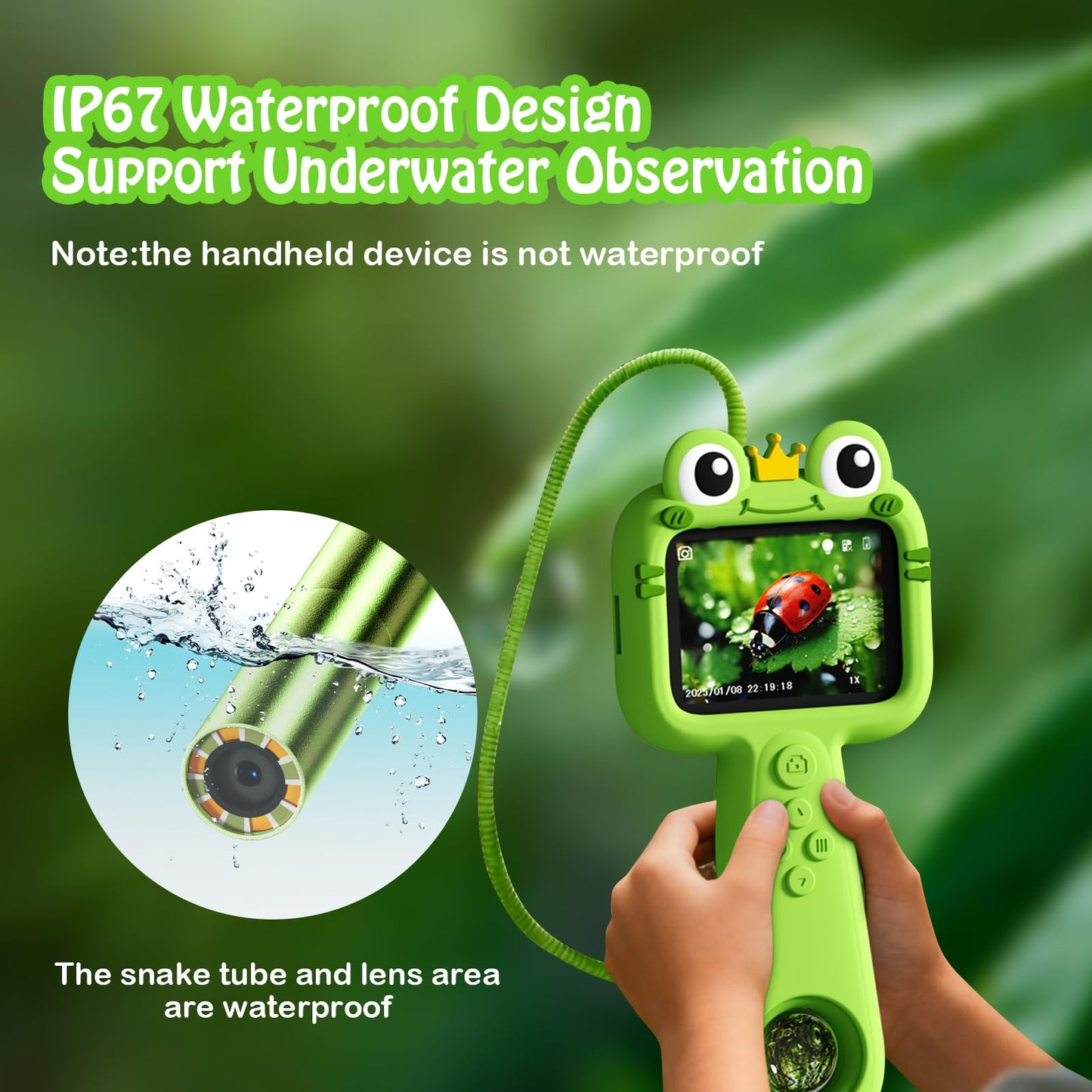 Kids Borescope with Light Borescope Camera for Kids Rechargeable STEM Science Educational Outdoor Toy with 32GB Card Nature Outside Exploration