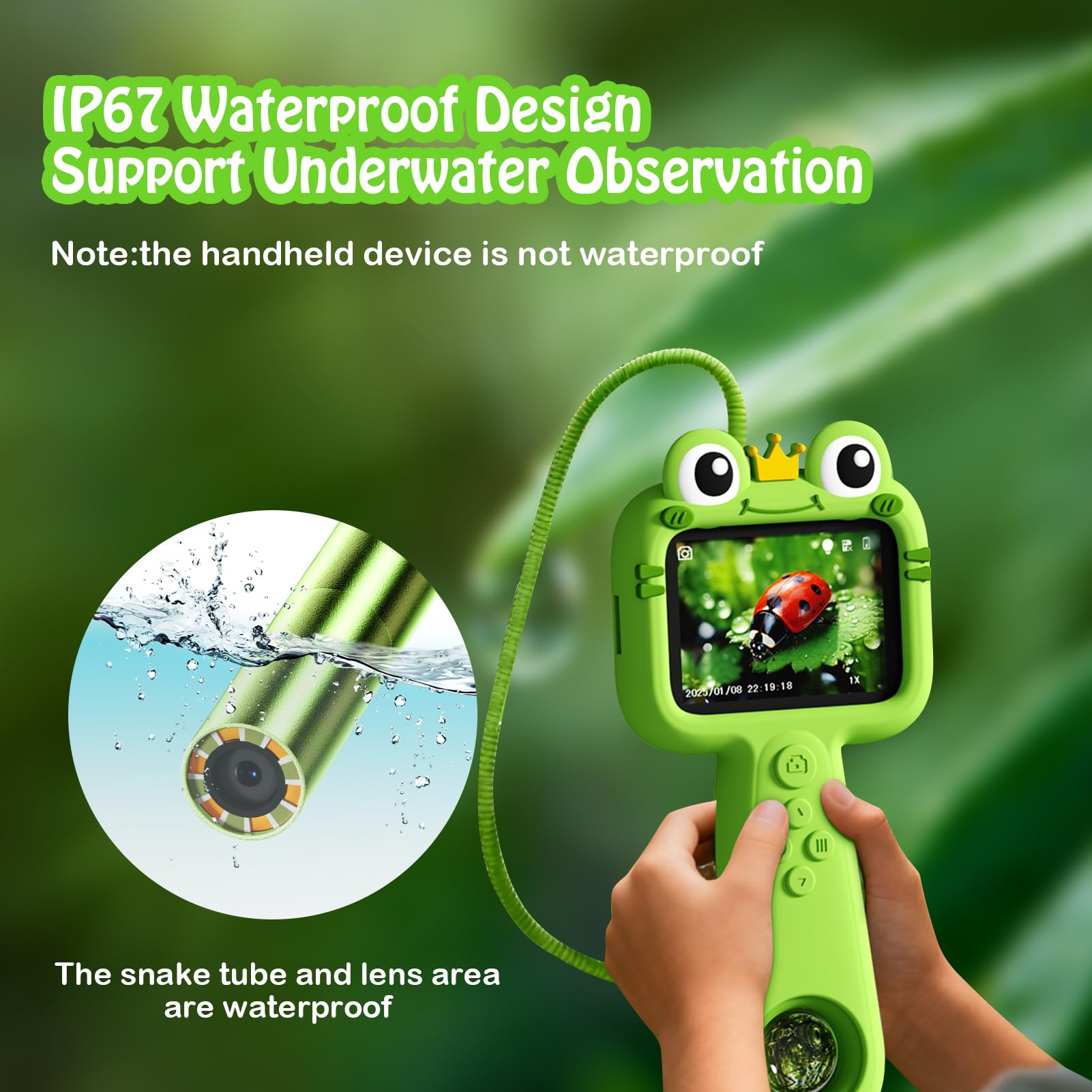 Kids Borescope with Light Borescope Camera for Kids Rechargeable STEM Science Educational Outdoor Toy with 32GB Card Nature Outside Exploration