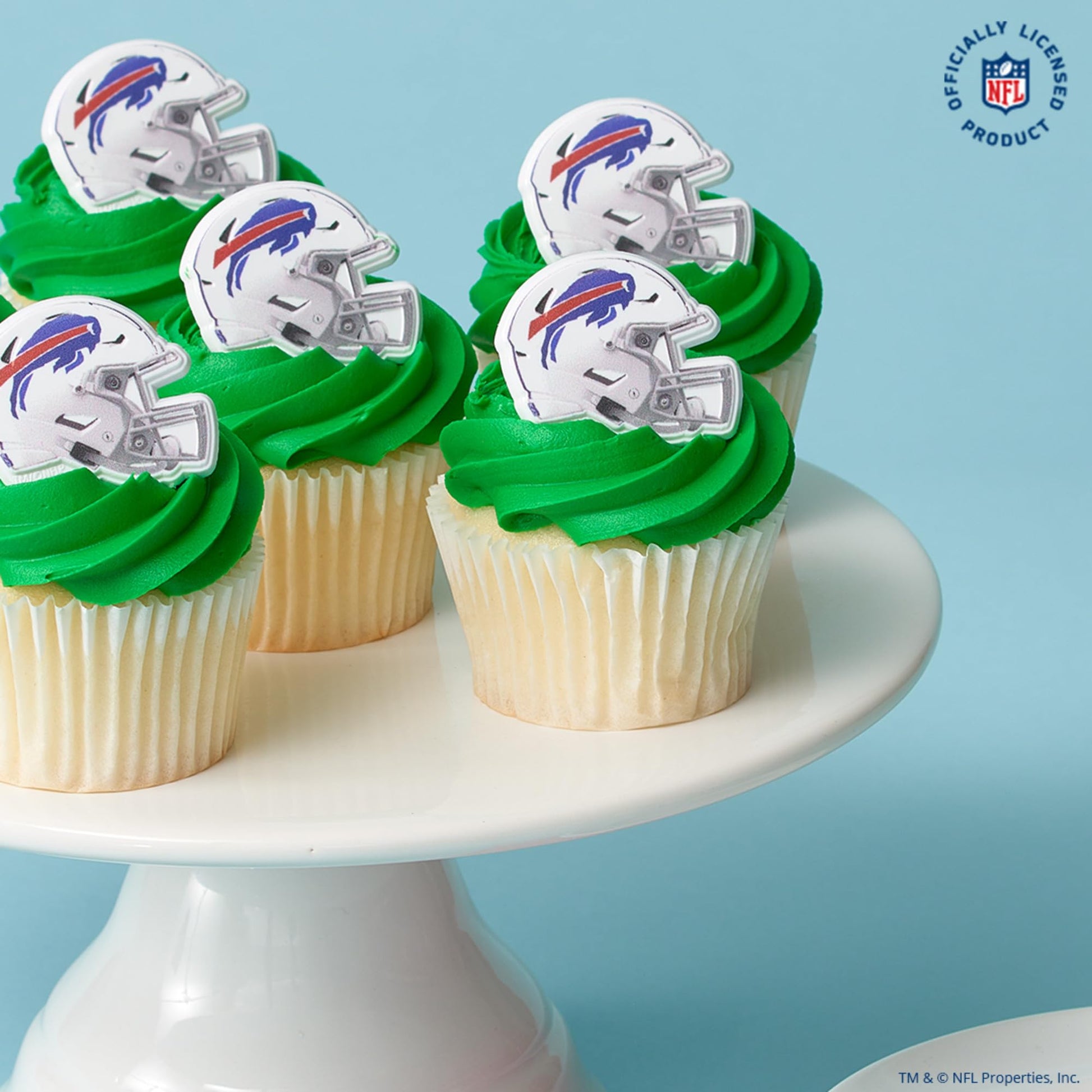 DecoPac NFL Buffalo Bills Helmet Rings, 24 Football Cupcake Decorations, Officially Licensed, Football Rings, Food Safe Cake Toppers - 24 Pack