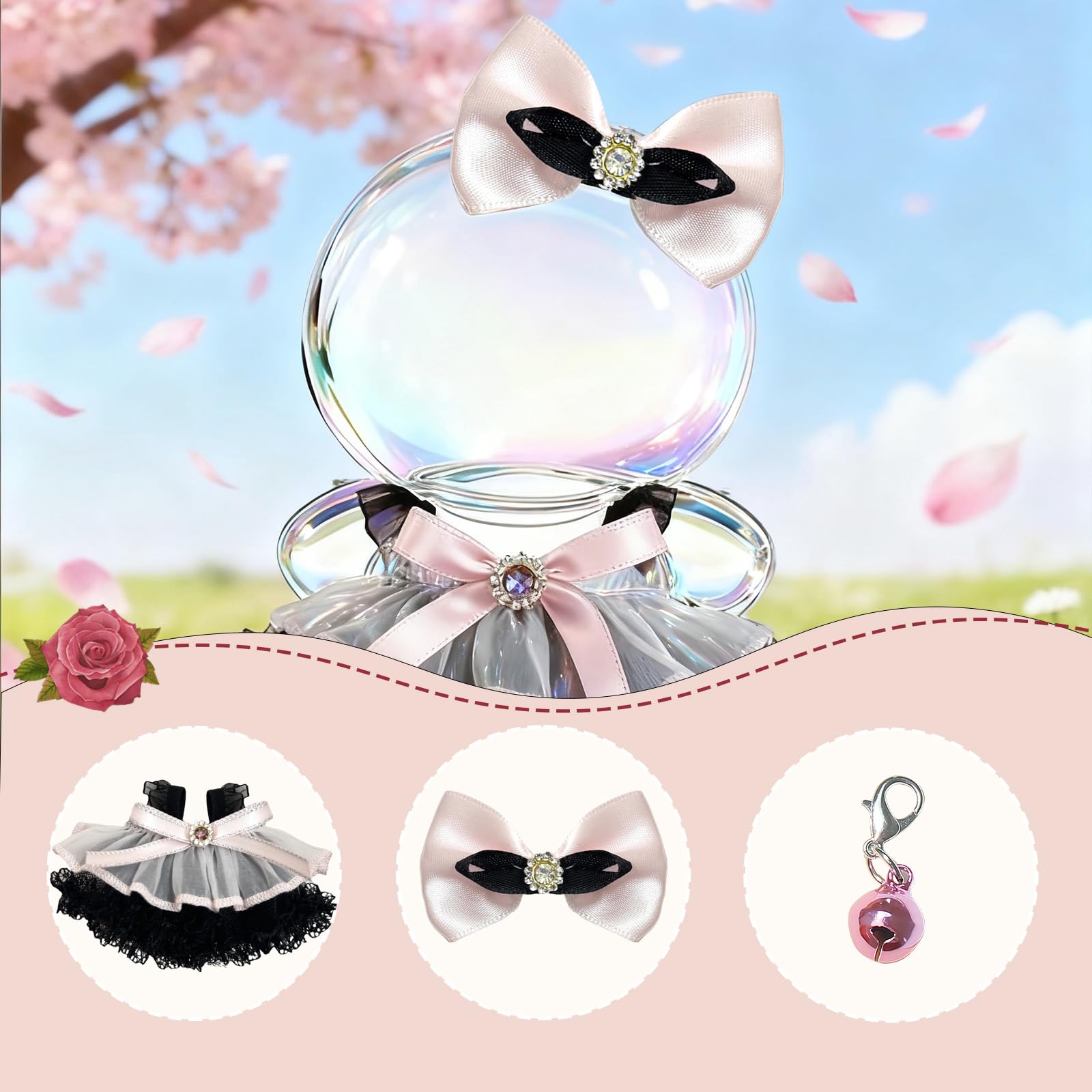 Dress Set Clothes for 17cm Doll(No Dolls) Fashionable and Cute high-end Dresses?The Set has 3 Accessories, Including a Dress, a Bow on The Head,