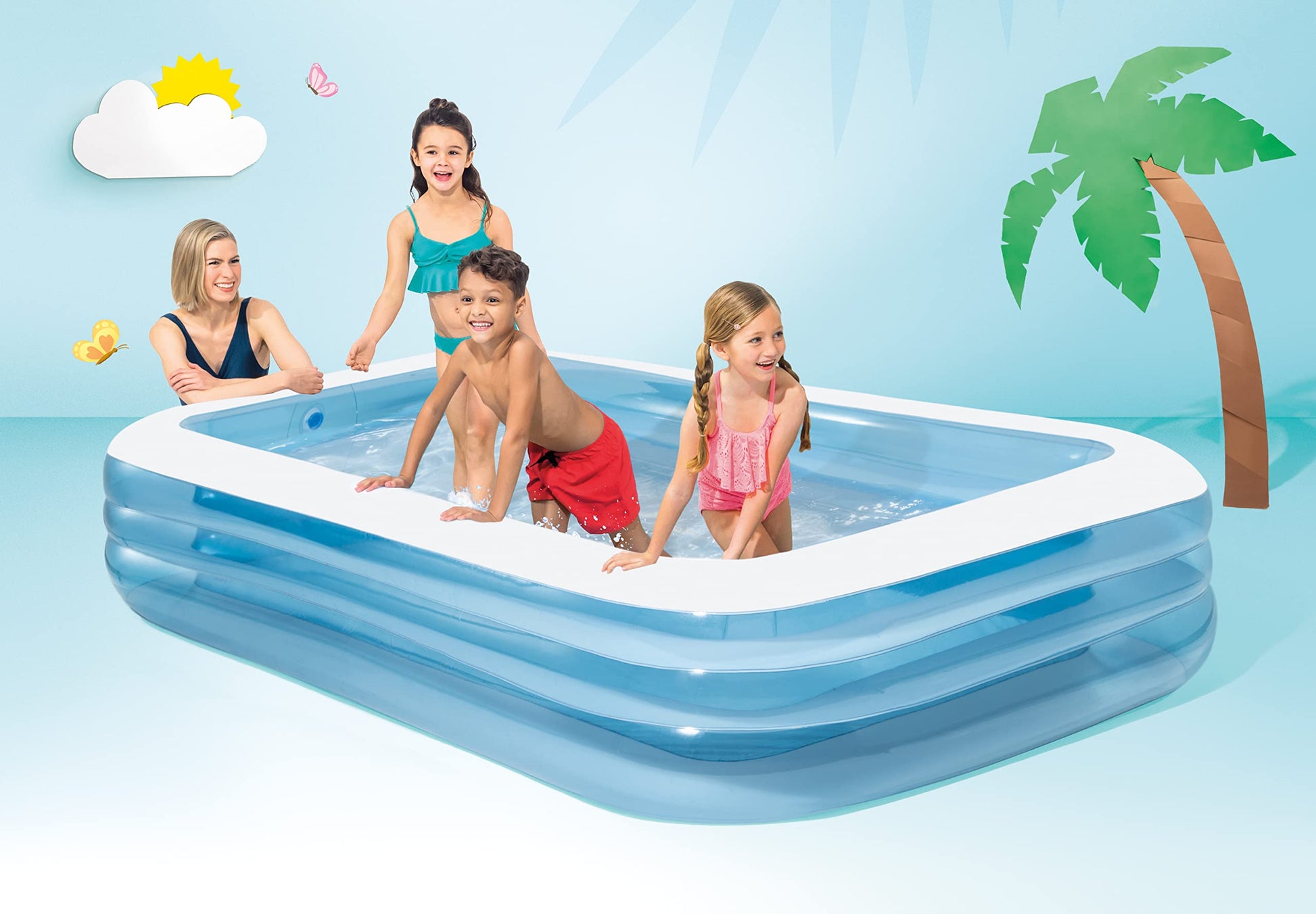INTEX 58484EP Swim Center Inflatable Family Pool: 277 Gallon Capacity - 120" x 72" x 22" - Blue