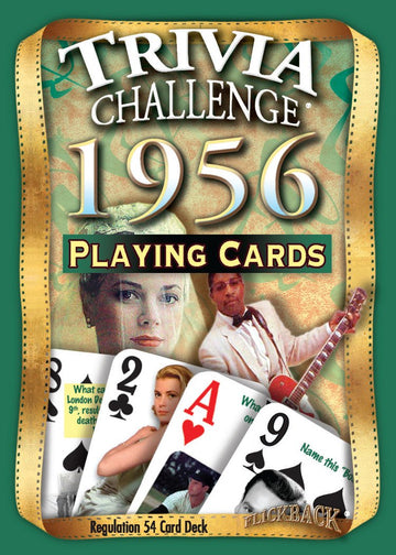 Flickback 70th Birthday Trivia Cards - 1956 Deck - Gift for Men or Women Born in 1956 - Fun 70th Birthday Game, Vintage 1956 Playing Cards with Trivia